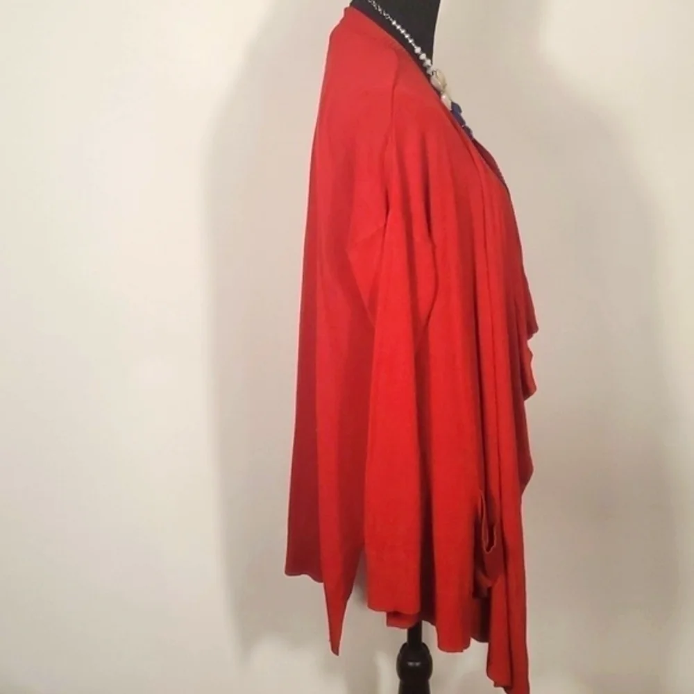 Chico's Size 2 (Large) Red Open-Front Cardigan Sweater/Jacket